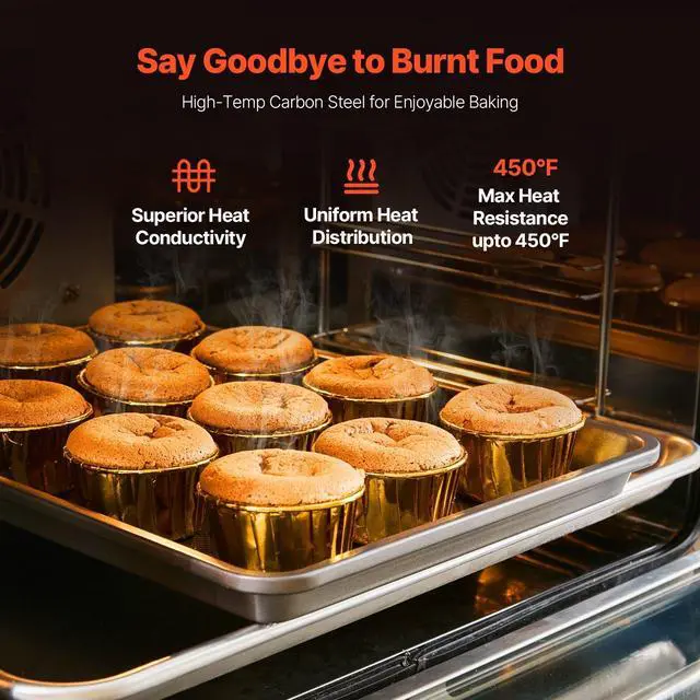 Alt view image 10 of 14 - Baking Pans Set, 3-Piece, Nonstick Carbon Steel Cookware Sheets & Trays, Stackable Kitchen Oven Bakeware Cooking Sets with Silicone Handles, Easy to Clean, for Baking Cookie Cake Muffin Bread
