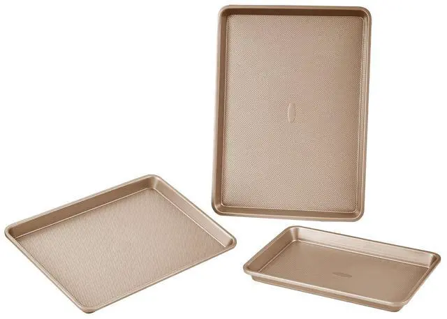 Alt view image 8 of 14 - Baking Pans Set, 3-Piece, Nonstick Carbon Steel Cookware Sheets & Trays, Stackable Kitchen Oven Bakeware Cooking Sets with Silicone Handles, Easy to Clean, for Baking Cookie Cake Muffin Bread