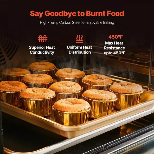 Alt view image 10 of 14 - Baking Pans Set, 3-Piece, Nonstick Carbon Steel Cookware Sheets & Trays, Stackable Kitchen Oven Bakeware Cooking Sets with Silicone Handles, Easy to Clean, for Baking Cookie Cake Muffin Bread