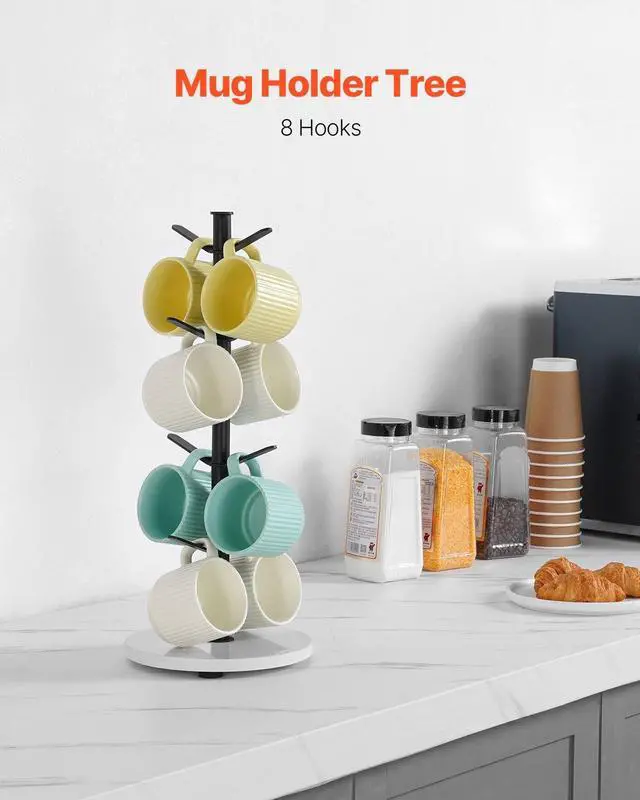 Alt view image 2 of 8 - VEVOR Mug Holder Tree with Marble Base, 8 Hooks Coffee Cup Holder for Counter, Carbon Steel Mug Tree Cup Rack Stand, Upgraded Coffee Cup Tree for Coffee Bar Kitchen Home Organizer (Matte Black)