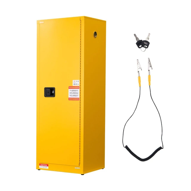 Alt view image 8 of 15 - Flammable Cabinet, 23.2 x 18.1 x 65.0 inch, 23 Gallon Flammable Storage Cabinet with Adjustable Shelf, Cold-Rolled and Galvanized Steel Fire Cabinets, for Commercial Industrial Home Use, Yellow