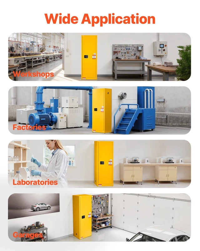 Alt view image 14 of 15 - Flammable Cabinet, 23.2 x 18.1 x 65.0 inch, 23 Gallon Flammable Storage Cabinet with Adjustable Shelf, Cold-Rolled and Galvanized Steel Fire Cabinets, for Commercial Industrial Home Use, Yellow