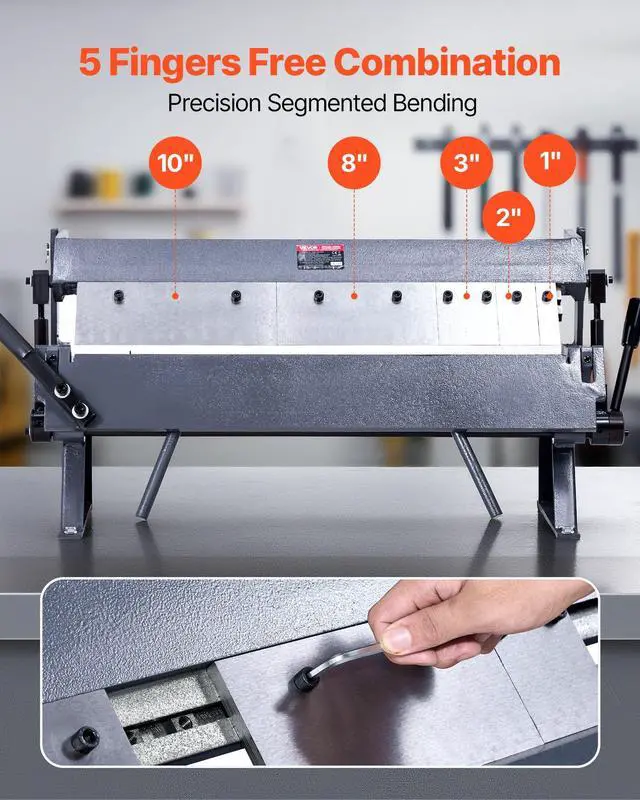 Alt view image 11 of 14 - Box and Pan Brake, 24 in Sheet Metal Bending Brake,16-Gauge Mild Steel Capacity, 0-135 Degree Adjustable, Metal Bender Machine with 5 Fingers, Heavy-Duty Aluminum Folder for Precise Bending