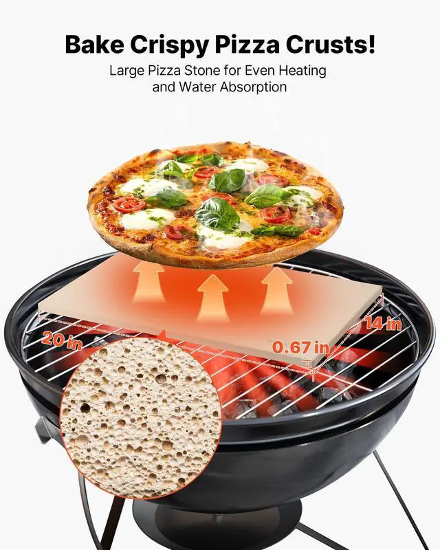 Alt view image 9 of 14 - Pizza Stone, 20 x 14 x 0.67 in Rectangular Pizza Stone, Extra Large Baking-Stone with Scraper, 1450 Heat-Resistant Cordierite, for Oven, BBQ Griller, Baking Bread & Pizza