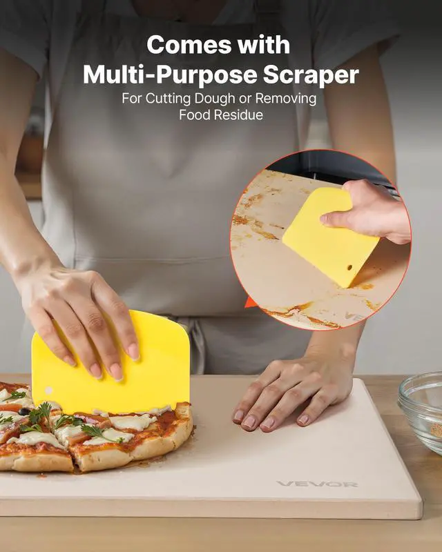 Alt view image 11 of 14 - Pizza Stone, 20 x 14 x 0.67 in Rectangular Pizza Stone, Extra Large Baking-Stone with Scraper, 1450 Heat-Resistant Cordierite, for Oven, BBQ Griller, Baking Bread & Pizza