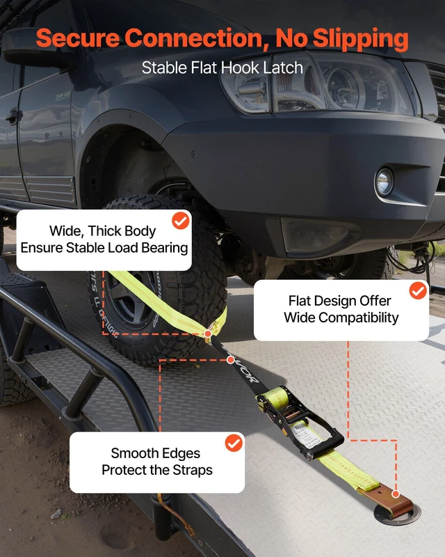 Alt view image 12 of 14 - Wheel Chock Tie-Down Kit, Tire-Style Motorcycle Tie-Down System, Car Tie Down Kit with Flat Hook, Break Strength 10009 lbs & Working Load 3333 lbs Trailer Tie Down Strap for ATVs, SUVs, Trailers