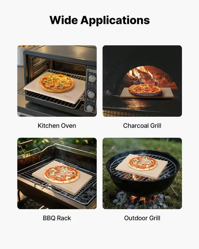 Alt view image 13 of 14 - Pizza Stone, 20 x 14 x 0.67 in Rectangular Pizza Stone, Extra Large Baking-Stone with Scraper, 1450 Heat-Resistant Cordierite, for Oven, BBQ Griller, Baking Bread & Pizza