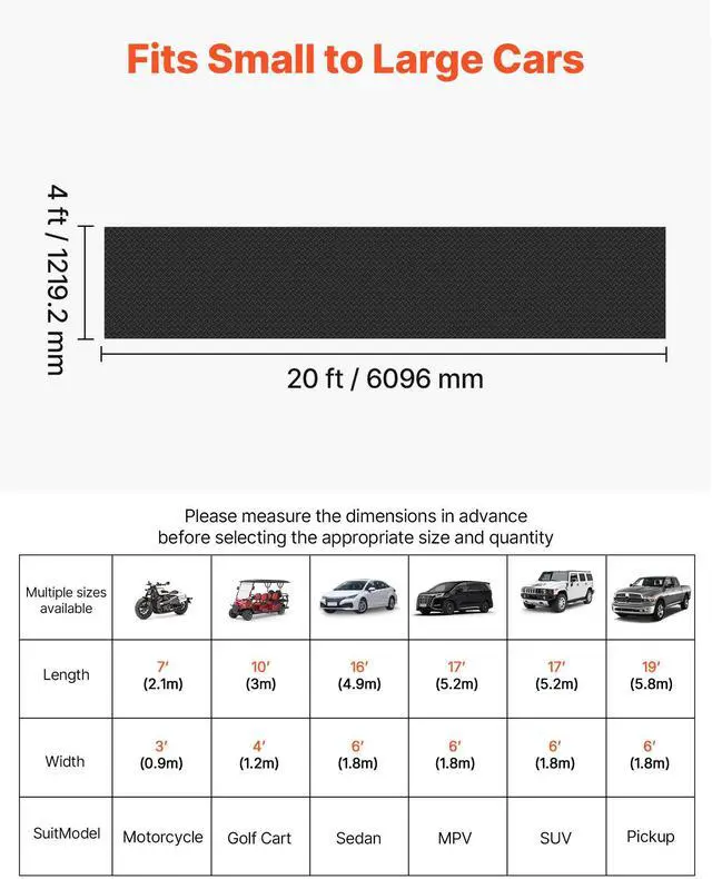 Alt view image 9 of 14 - Garage Floor Roll, 4 x 20 ft Garage Flooring Mat, 3 mm Thickened Rubber Diamond Plate Floor Protector Mat, Non-Slip, Wear-resist, Waterproof, Easy to Clean for Warehouse, Gyms,Trailer, Black