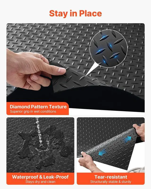 Alt view image 11 of 14 - Garage Floor Roll, 4 x 20 ft Garage Flooring Mat, 3 mm Thickened Rubber Diamond Plate Floor Protector Mat, Non-Slip, Wear-resist, Waterproof, Easy to Clean for Warehouse, Gyms,Trailer, Black