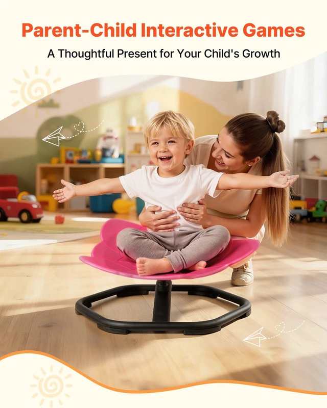 Alt view image 6 of 8 - VEVOR Kids Swivel Chair, 220 lbs Capacity, Elephant Shape Sensory Spinning Chair, Autistic Kids Sensory Toy Seat with Non-Slip Metal Base, Toddler Sit & Spin Seat for Coordination Balance Focus, Red