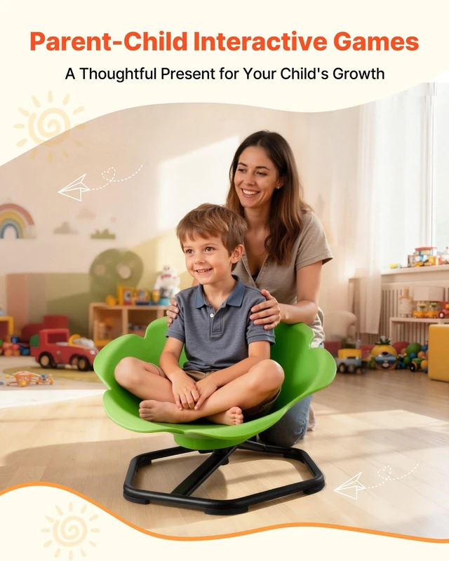 Alt view image 6 of 8 - VEVOR Kids Swivel Chair, 220 lbs Capacity, Cylinder Shape Sensory Spinning Chair, Autistic Kids Sensory Toy Seat with Non-Slip Metal Base, Toddler Sit & Spin Seat for Coordination Balance Focus, Green