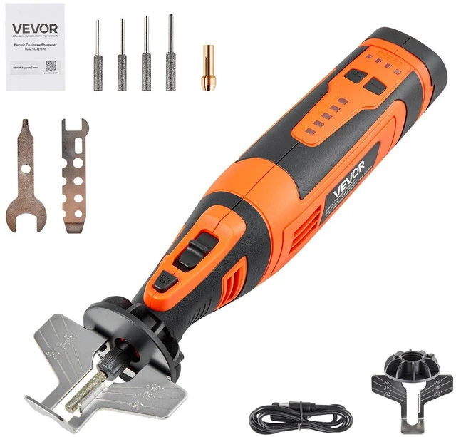 Alt view image 8 of 15 - Cordless Chainsaw Sharpener, 5-Speed Adjustable Electric Saw Chain Sharpener 5000-30000 RPM, Rechargeable Handheld Chainsaw Sharpening Tool with 4 Sharpening Heads & Angle Guide Attachment