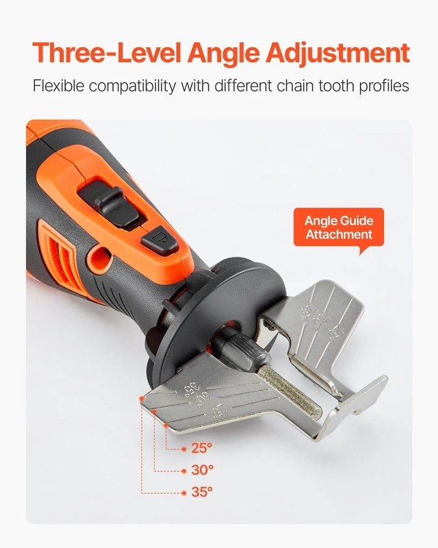 Alt view image 10 of 15 - Cordless Chainsaw Sharpener, 5-Speed Adjustable Electric Saw Chain Sharpener 5000-30000 RPM, Rechargeable Handheld Chainsaw Sharpening Tool with 4 Sharpening Heads & Angle Guide Attachment