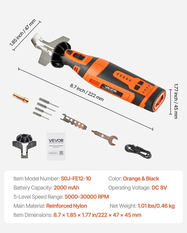 Alt view image 14 of 15 - Cordless Chainsaw Sharpener, 5-Speed Adjustable Electric Saw Chain Sharpener 5000-30000 RPM, Rechargeable Handheld Chainsaw Sharpening Tool with 4 Sharpening Heads & Angle Guide Attachment