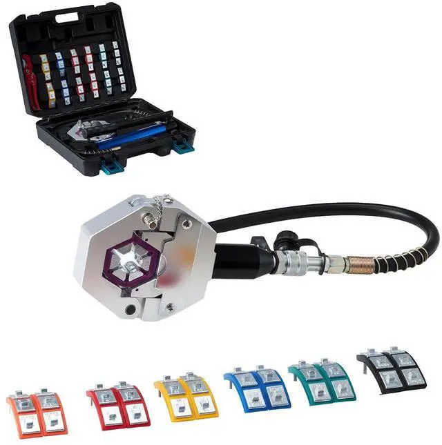 Alt view image 8 of 14 - Hydraulic Hose Crimper, Hydra-Krimp AC Hose Crimper Kit with 7 Dies Snap-On & Carrying Case, Hydraulic A/C Hoses Crimping Tool for Automotive & Air Conditioning Repair (Split with Manual Pump)