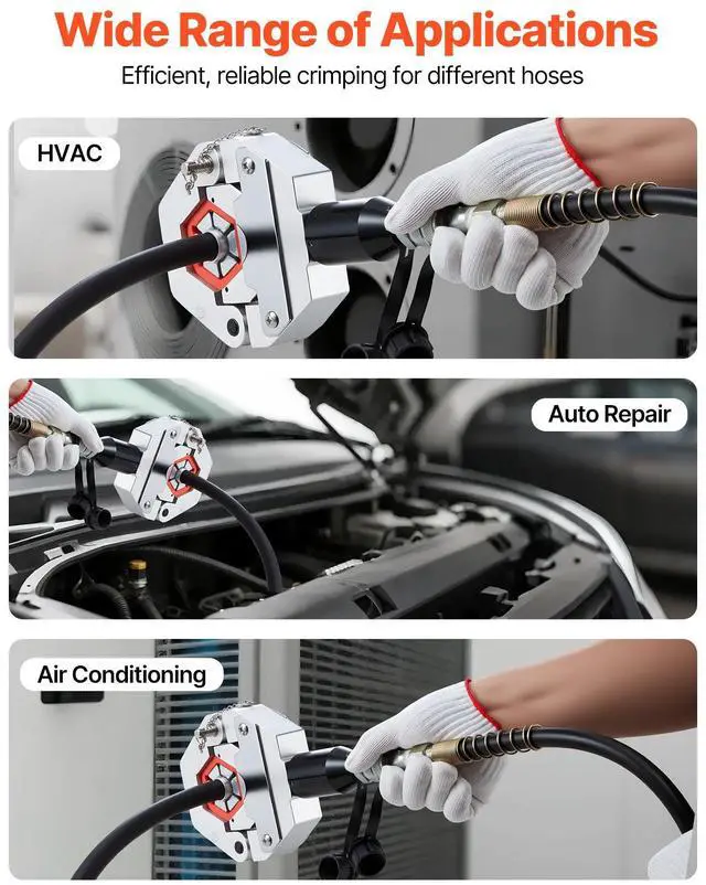 Alt view image 13 of 14 - Hydraulic Hose Crimper, Hydra-Krimp AC Hose Crimper Kit with 7 Dies Snap-On & Carrying Case, Hydraulic A/C Hoses Crimping Tool for Automotive & Air Conditioning Repair (Split with Manual Pump)