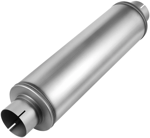 Alt view image 8 of 14 - Exhaust Muffler, 4 Inch Inlet & Outlet, 30 Inch Overall Length Stainless Steel Exhaust Tip, Universal Resonator Round Body, High Performance for Trucks, Sedans, Sports Cars, SUVs & Daily Drivers