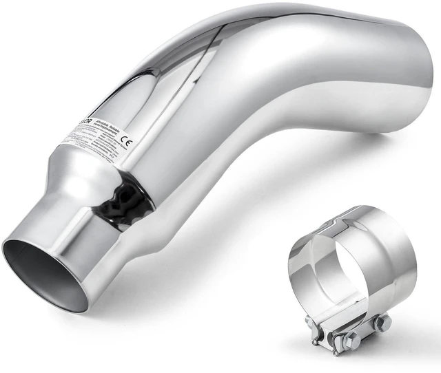 Alt view image 8 of 14 - Elbow Exhaust Tip, 4 Inch Inlet, 6 Inch Outlet, 23 in Overall Length, Chrome Turn Down Exhaust Tip with Clamp for Truck, Sedan, Sports Car, SUV, Chrome Structure for High Temperature Resistance