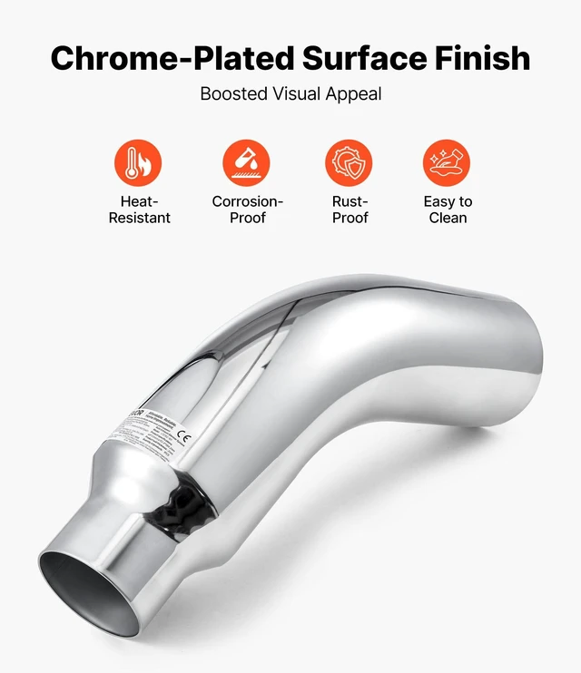 Alt view image 11 of 14 - Elbow Exhaust Tip, 4 Inch Inlet, 6 Inch Outlet, 23 in Overall Length, Chrome Turn Down Exhaust Tip with Clamp for Truck, Sedan, Sports Car, SUV, Chrome Structure for High Temperature Resistance