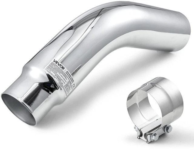 Alt view image 8 of 14 - Elbow Exhaust Tip, 4 Inch Inlet, 5 Inch Outlet, 23 in Overall Length, Chrome Turn Down Exhaust Tip with Clamp for Truck, Sedan, Sports Car, SUV, Chrome Structure for High Temperature Resistance