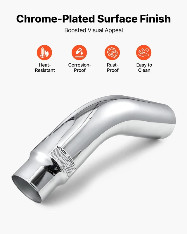 Alt view image 11 of 14 - Elbow Exhaust Tip, 4 Inch Inlet, 5 Inch Outlet, 23 in Overall Length, Chrome Turn Down Exhaust Tip with Clamp for Truck, Sedan, Sports Car, SUV, Chrome Structure for High Temperature Resistance