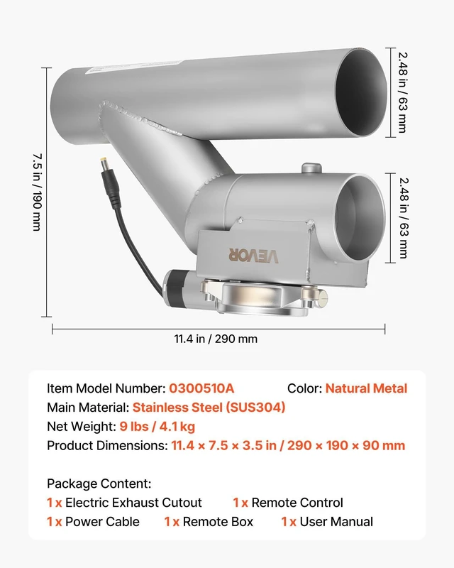 Alt view image 14 of 14 - Electric Exhaust Cutout, 2.5 Inch 2PCS Universal Stainless Steel Exhaust Valve Kit with One Controller Remote Kit, Cut Out Valve, Y Pipe, Remote Control, Fits Trucks, Sedans, Sports Cars, SUVs