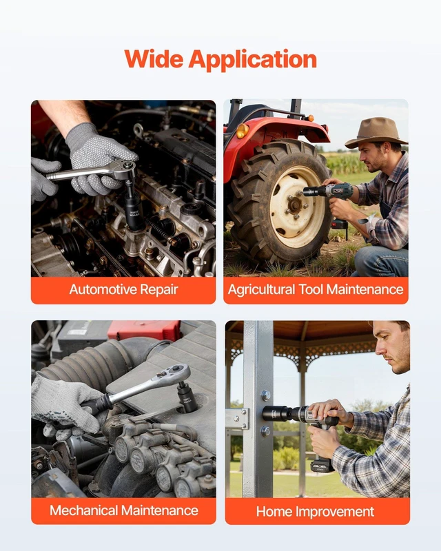 Alt view image 12 of 15 - 1/2 in Drive Impact Socket Set, 91 Piece, 6 Point Deep & Shallow Impact Sockets, SAE (5/16 to 1-1/4 in) and Metric (8 to 32 mm) Sizes with Extension Bars (3, 5, 10 in), Cr-V Steel, Carrying Case