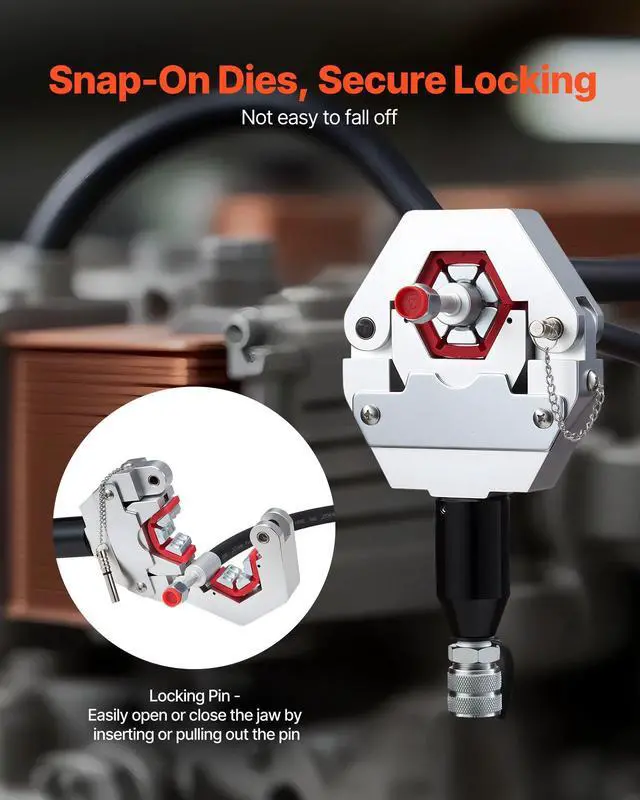 Alt view image 11 of 14 - Hydraulic Hose Crimper, Hydra-Krimp AC Hose Crimper Kit with 7 Dies Snap-On & Carrying Case, Hydraulic A/C Hoses Crimping Tool for Automotive & Air Conditioning Repair (Split with Manual Pump)