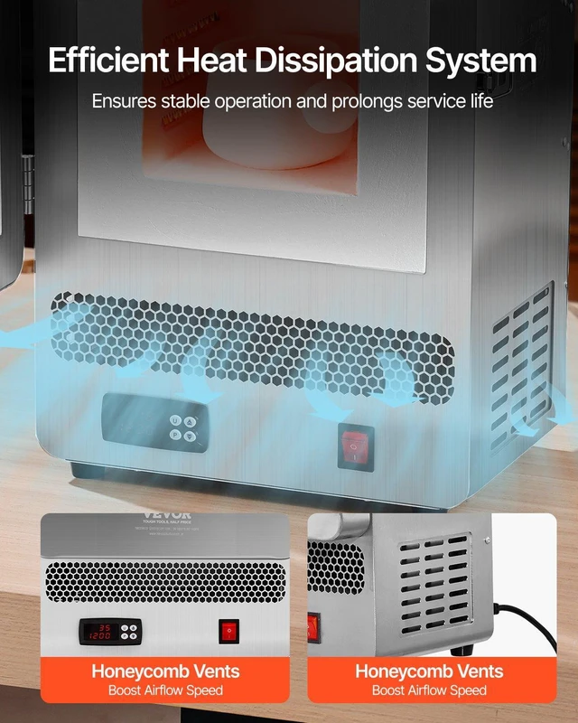 Alt view image 12 of 15 - Tabletop Kiln Melter, 1500W Electric Kiln, 2192 Max Temperature, Stainless Steel, Programmable Gold Melting Furnace for Wax Casting, Clay DIY, Metal Tempering, Glazing on Pottery, Silver