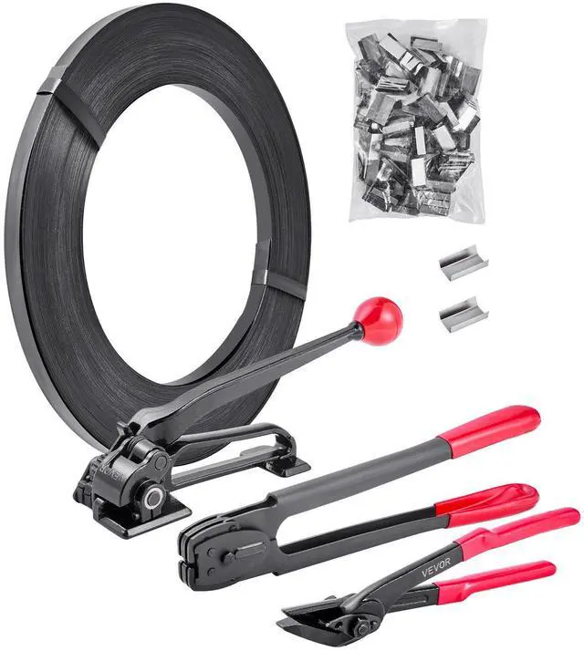 Alt view image 8 of 14 - Steel Banding Strapping Kit, Heavy Duty Banding Sealer Tool with 600 ft Binding Straps, 300 Metal Seals, Manual Pallet Packaging Strapping Kit for Warehouse, Transportation, Industrial Bundling