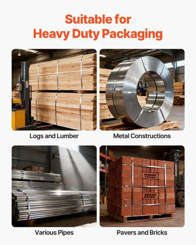 Alt view image 13 of 14 - Steel Banding Strapping Kit, Heavy Duty Banding Sealer Tool with 600 ft Binding Straps, 300 Metal Seals, Manual Pallet Packaging Strapping Kit for Warehouse, Transportation, Industrial Bundling