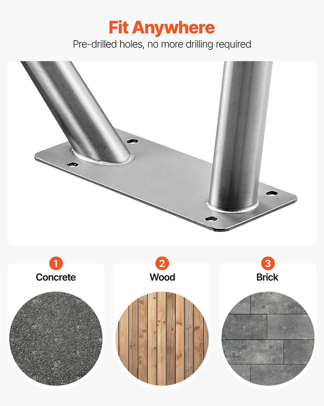 Alt view image 13 of 15 - Pool Rail, 48 x 36 inch Pool Handrail, 220 lbs Load Capacity Heavy Duty 304 Stainless Steel Swimming Handrail, Detachable Nonslip Sleeve, Rich Accessories, for Poolside, Water Parks, Spa Centers