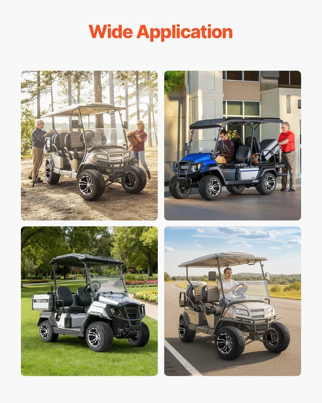 Alt view image 7 of 8 - VEVOR Golf Cart Wheels, 10" 205/50-10 Black Aluminum Alloy Golf Cart Tires and Wheels Combo (Set of 4) Fit Club Car, EZGO, Yamaha, 4 Ply Rubber 4-Lug Lawn Mower Tires & Rims, 675 lbs Load, All-Terrain