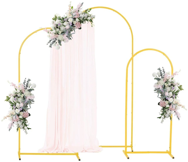 Alt view image 8 of 15 - Arch Backdrop Stand, Set of 3, 6/5/4 ft, Stable Structure, Easy Assembly, Gold Metal Arch Backdrop Stand for Wedding, Birthday Party, Graduation, Holiday Celebration, and Ceremony Decoration