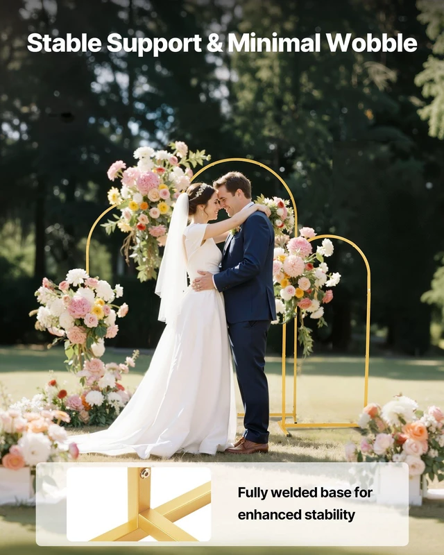 Alt view image 11 of 15 - Arch Backdrop Stand, Set of 3, 6/5/4 ft, Stable Structure, Easy Assembly, Gold Metal Arch Backdrop Stand for Wedding, Birthday Party, Graduation, Holiday Celebration, and Ceremony Decoration