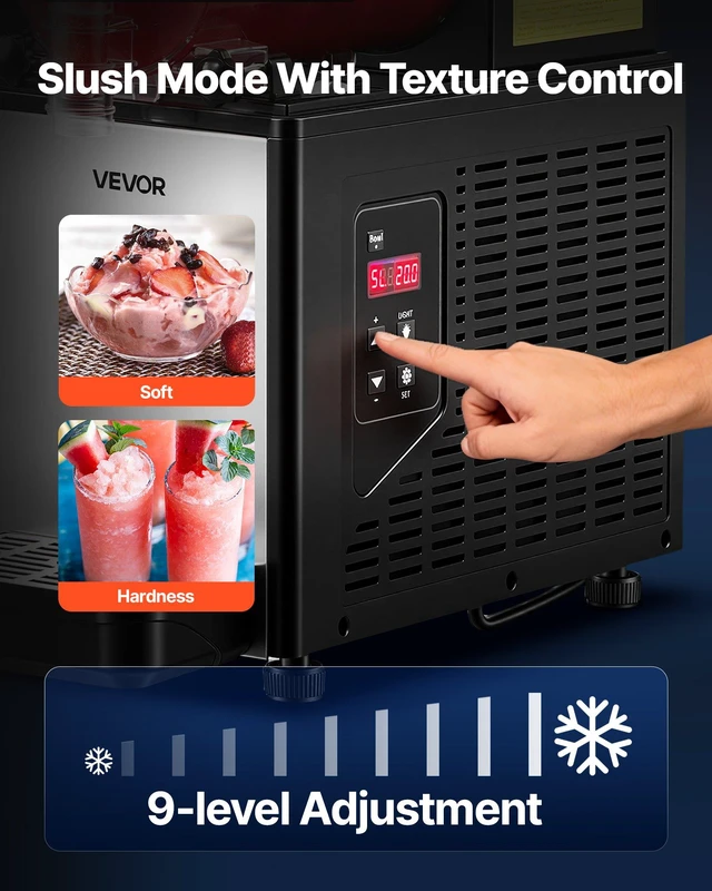 Alt view image 5 of 8 - VEVOR Slushie Machine, 6L/1.6Gal Commercial Slushy Maker, Frozen Drink Maker with Self-Cleaning, Margarita Machine for Restaurants Bars Party for Slushie, Margaritas, Milkshake & More