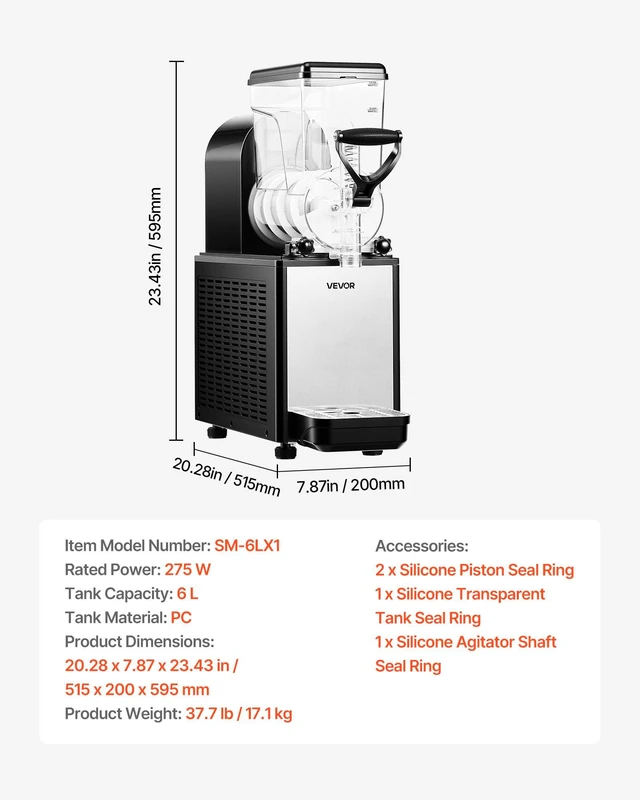 Alt view image 7 of 8 - VEVOR Slushie Machine, 6L/1.6Gal Commercial Slushy Maker, Frozen Drink Maker with Self-Cleaning, Margarita Machine for Restaurants Bars Party for Slushie, Margaritas, Milkshake & More