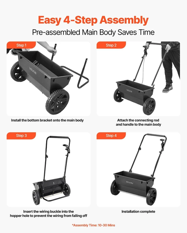 Alt view image 11 of 14 - Walk-Behind Push Spreader, 50LBS Capacity, Drop Spreader with Hopper Grate, 18 in Spreading Width & 30 Settings, 10 in All Terrain Tires, Garden & Lawn Spreaders for Seed, Fertilizer, Salt