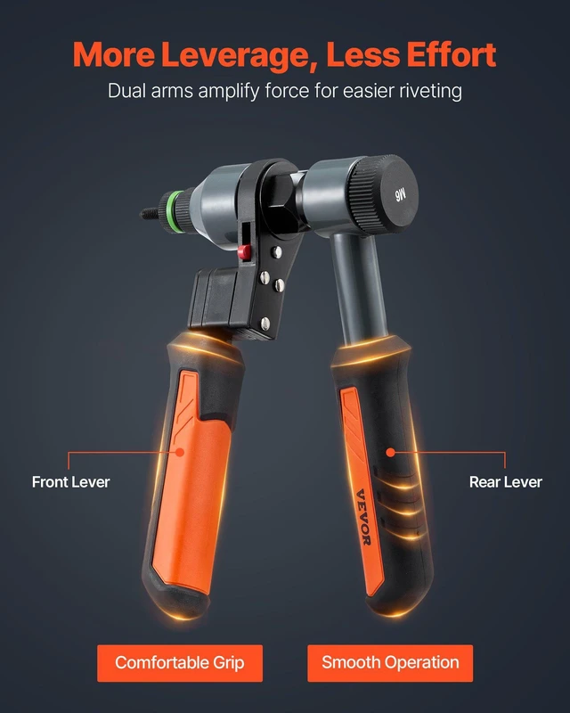 Alt view image 5 of 8 - VEVOR Rivet Nut Tool Kit, 9-Inch Ratchet Rivnut Tool Kit, with 10 Mandrels and 100 Nuts, Metric and SAE Size M5, M6, M8, M10, M12, 8-32, 10-24, 1/4-20, 5/16-18, 3/8-16 UNC, with a Rugged Carrying Case