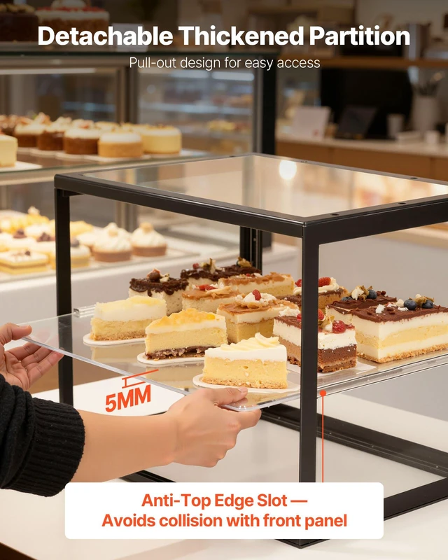 Alt view image 5 of 8 - VEVOR Bakery Display Case, 2-Tier Commercial Countertop Pastry Display Case, Clear Acrylic Bread Box for Kitchen, Party Cake Cabinet with Sliding Door for Cookie Dessert Donut, 21.7" x 15.2" x 15.4"