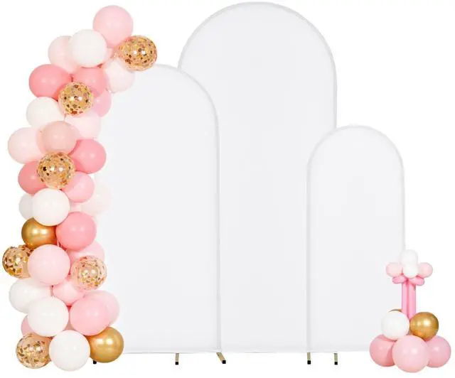 Alt view image 8 of 14 - Arch Backdrop Stand, Set of 3, 6/5/4 ft, Stable Structure, Easy Assembly, Gold Metal Arch Backdrop Stand with Cover, for Wedding, Birthday Party, Graduation, Celebration, and Ceremony Decoration