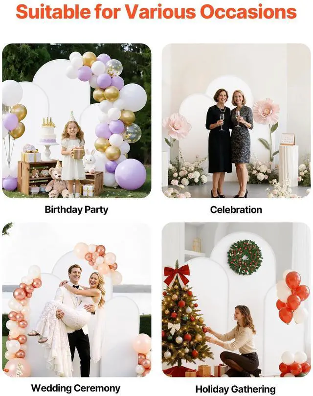 Alt view image 13 of 14 - Arch Backdrop Stand, Set of 3, 6/5/4 ft, Stable Structure, Easy Assembly, Gold Metal Arch Backdrop Stand with Cover, for Wedding, Birthday Party, Graduation, Celebration, and Ceremony Decoration