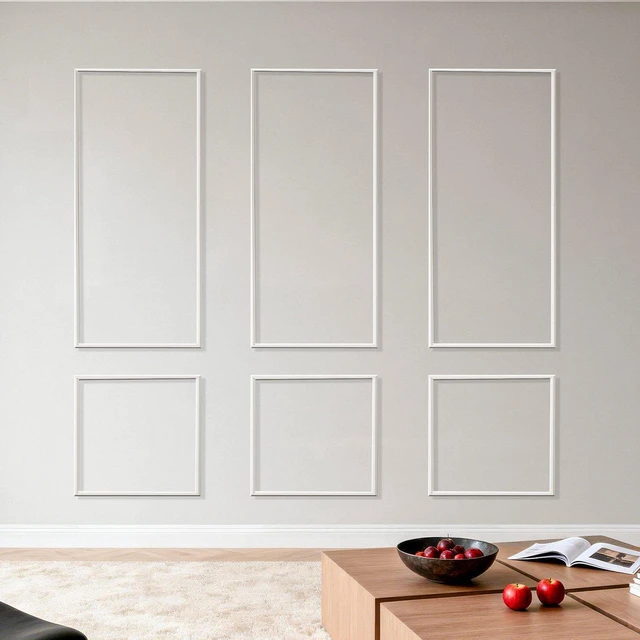 Main image of VEVOR Wall Molding 3 Pack, Wainscoting Panels Kit, Lightweight Paintable Polystyrene, Easy to Install, Waterproof Accent Wall Trim for Interior Décor Living Room, Bedroom, White (24x54 + 24x24 in)