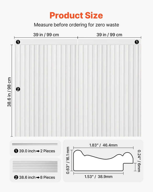 Alt view image 2 of 8 - VEVOR Wall Molding Kit, Wainscoting Panels, Lightweight Paintable Polystyrene, Easy to Install, Wide & Narrow Accent Wall Trim for Interior Décor Living Room, Bedroom, White (77.5 x 38.6 in )