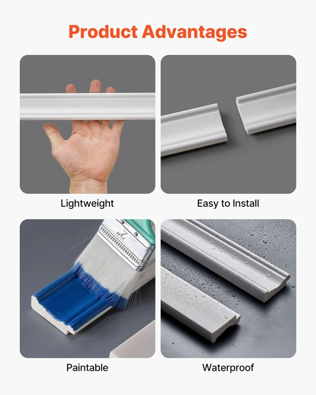 Alt view image 4 of 8 - VEVOR Wall Molding Kit, Wainscoting Panels, Lightweight Paintable Polystyrene, Easy to Install, Wide & Narrow Accent Wall Trim for Interior Décor Living Room, Bedroom, White (77.5 x 38.6 in )