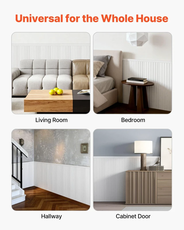 Alt view image 7 of 8 - VEVOR Wall Molding Kit, Wainscoting Panels, Lightweight Paintable Polystyrene, Easy to Install, Wide & Narrow Accent Wall Trim for Interior Décor Living Room, Bedroom, White (77.5 x 38.6 in )