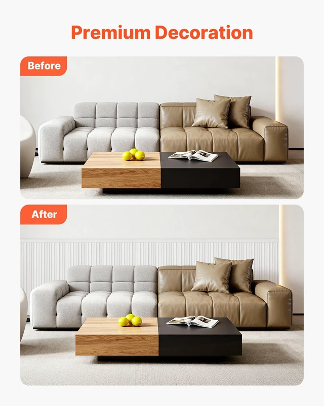 Alt view image 3 of 8 - VEVOR Wall Molding Kit, Wainscoting Panels, Lightweight Paintable Polystyrene, Easy to Install, Wide & Narrow Accent Wall Trim for Interior Décor Living Room, Bedroom, White (77.5 x 38.6 in )