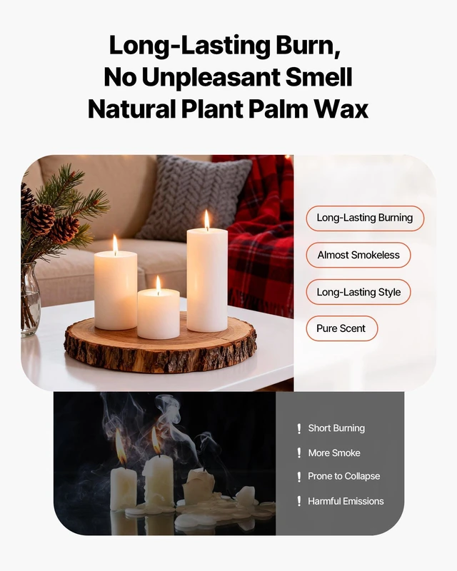Alt view image 4 of 8 - VEVOR Pillar Candles and Glass Vases Set 36 Pcs, Clear Cylinder Hurricane Candle Holders for Wedding Centerpieces, Tall Vase for Table Decor, Wedding Party, Thanksgiving, White (3.4" x 4.7",7.1",9.8")