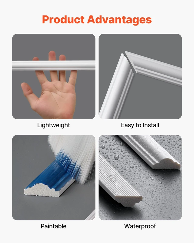 Alt view image 4 of 8 - VEVOR Wall Molding 12 Pack, 20 x 20 in Wainscoting Panels Kit, Lightweight Paintable Polystyrene, Easy to Install, Waterproof Accent Wall Trim for Interior Décor Living Room, Bedroom, Home, White
