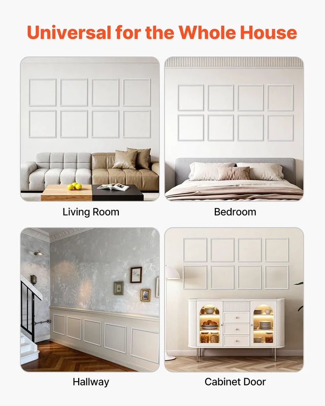 Alt view image 7 of 8 - VEVOR Wall Molding 12 Pack, 20 x 20 in Wainscoting Panels Kit, Lightweight Paintable Polystyrene, Easy to Install, Waterproof Accent Wall Trim for Interior Décor Living Room, Bedroom, Home, White